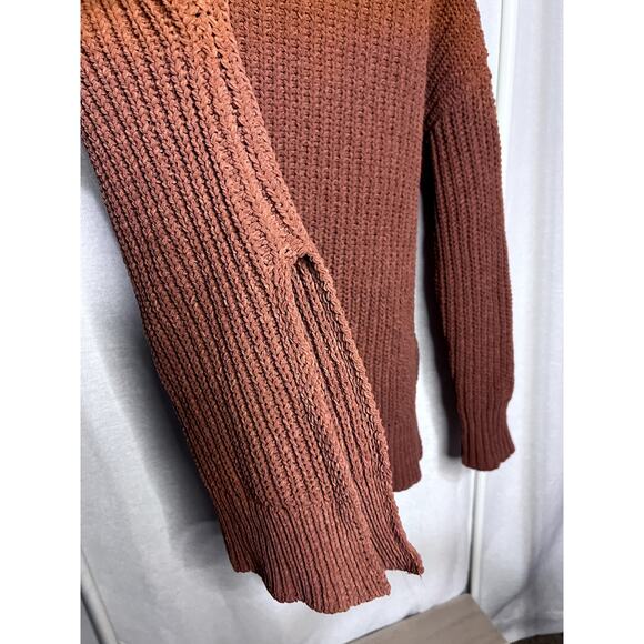 Aerie Burnt Orange Rust Brown Plush Knit Boatneck Cozy Fall Sweater - Picture 5 of 9